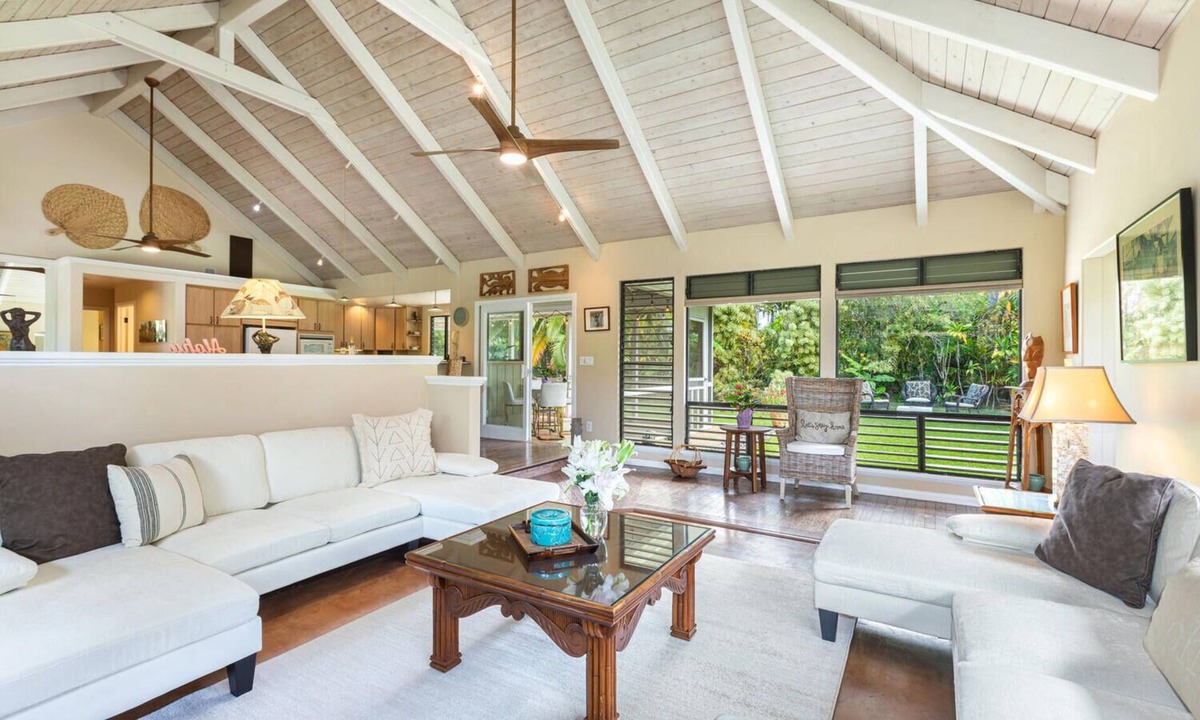 Princeville House | Walk to the beach in this lush, serene house with a private garden oasis
