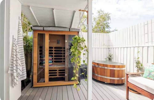 Tugun House | The Art Garden: a coastal retreat with sauna and longboard steps from the beach