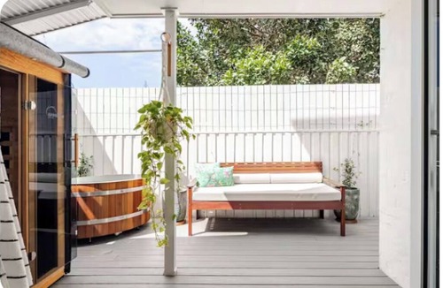 Tugun House | The Art Garden: a coastal retreat with sauna and longboard steps from the beach