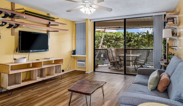 Dog-friendly island gem with balcony, shared pool/hot tub, & beach access nearby