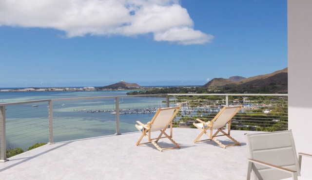 Elegant luxurious hillside retreat with awe inspiring panoramic ocean and mountain views. 90 day minimum rental.