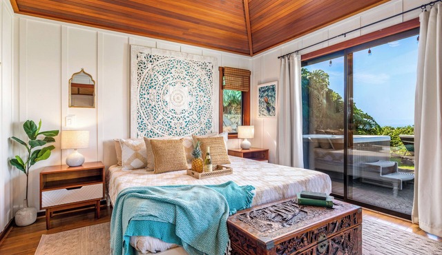 Holualoa Sanctuary Hot Tub, Ocean Views, A/C 12 Min to Beach