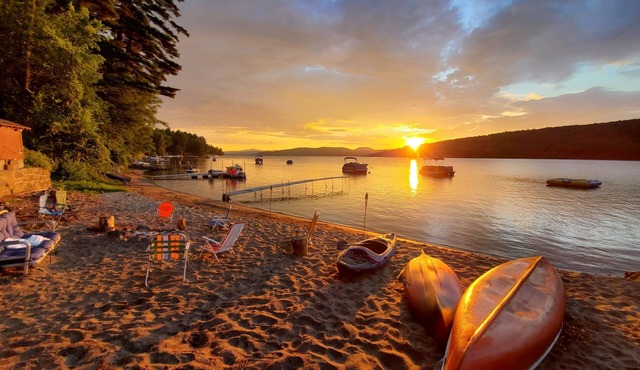 Lakefront home private beach on Schroon Lake