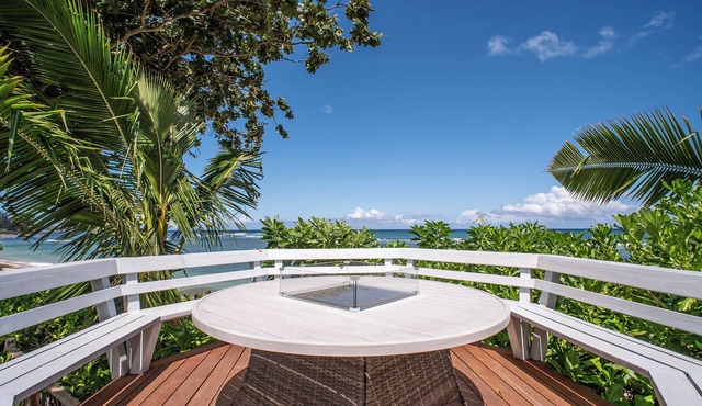 NEW! Island Sophistication, Beachfront Serenity w/Hot Tub, Firepit and A/C