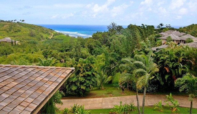 Ridge line home with pool, ocean and valley views