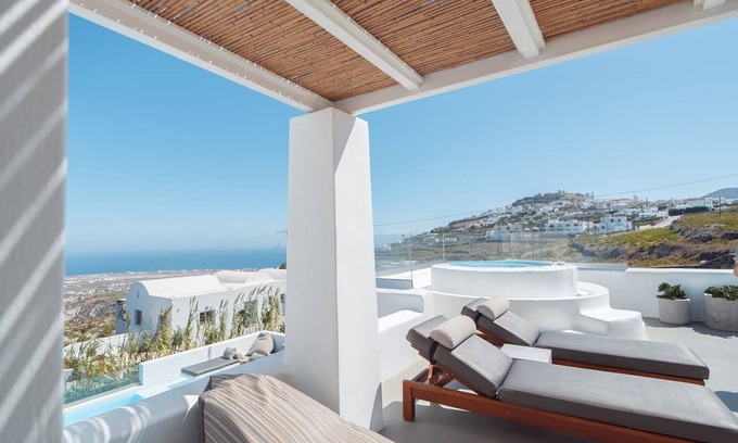 Pyrgos Apartment | Deluxe Suite Sea View Hot Tub - White Co