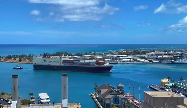 Stunning ocean, mountain, and city views from Downtown Honolulu. Pet friendly!